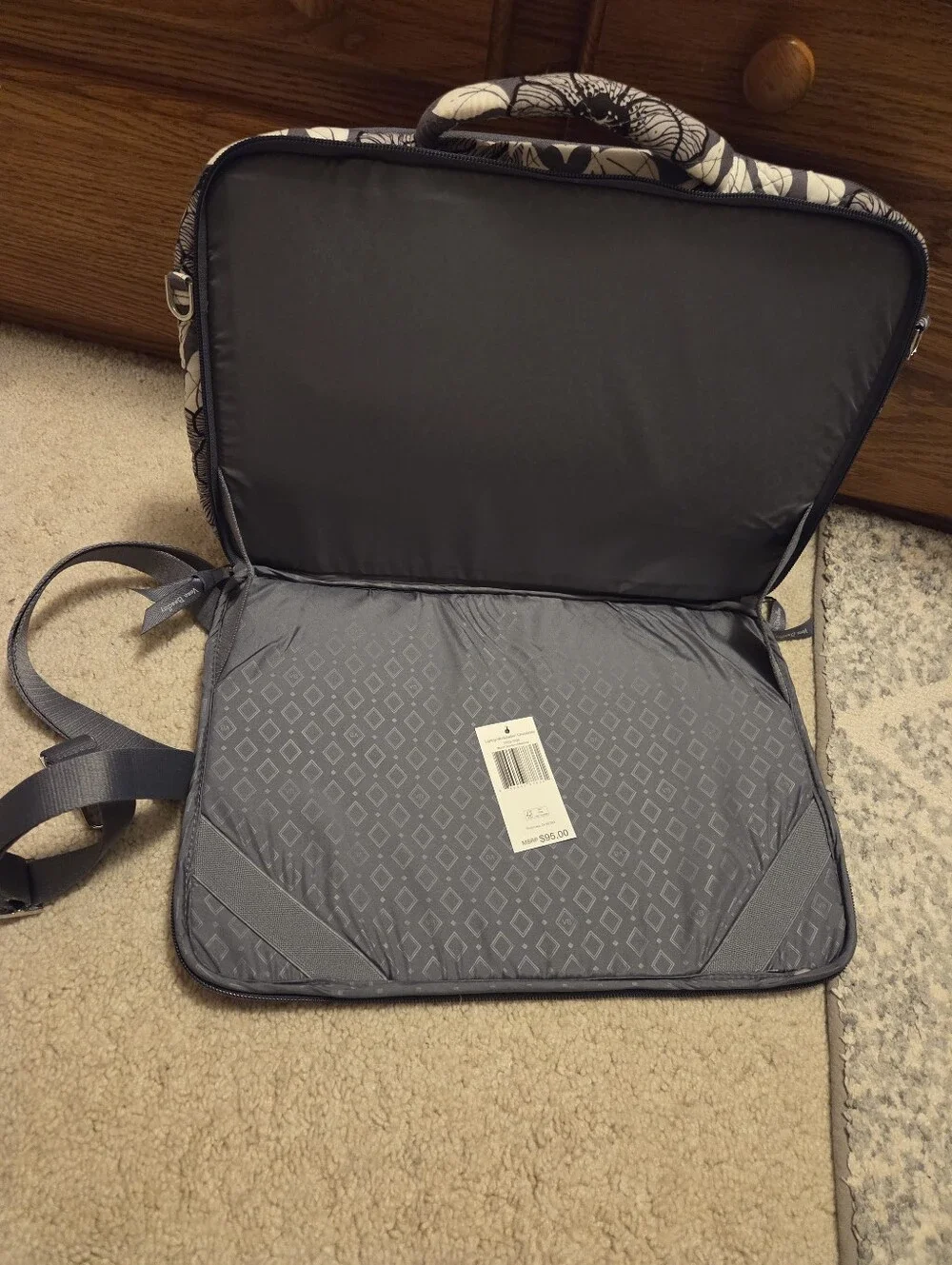 Vera Bradley Gray Floral Quilted Laptop Case with Handle